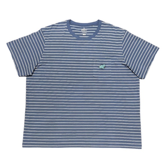 Uniqlo x Kieth Harring Rare Striped Blue T-Shirt with Embroidered Pocket Design - Picture 1 of 8